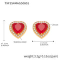 Steel / Red Zircon Heart Earrings