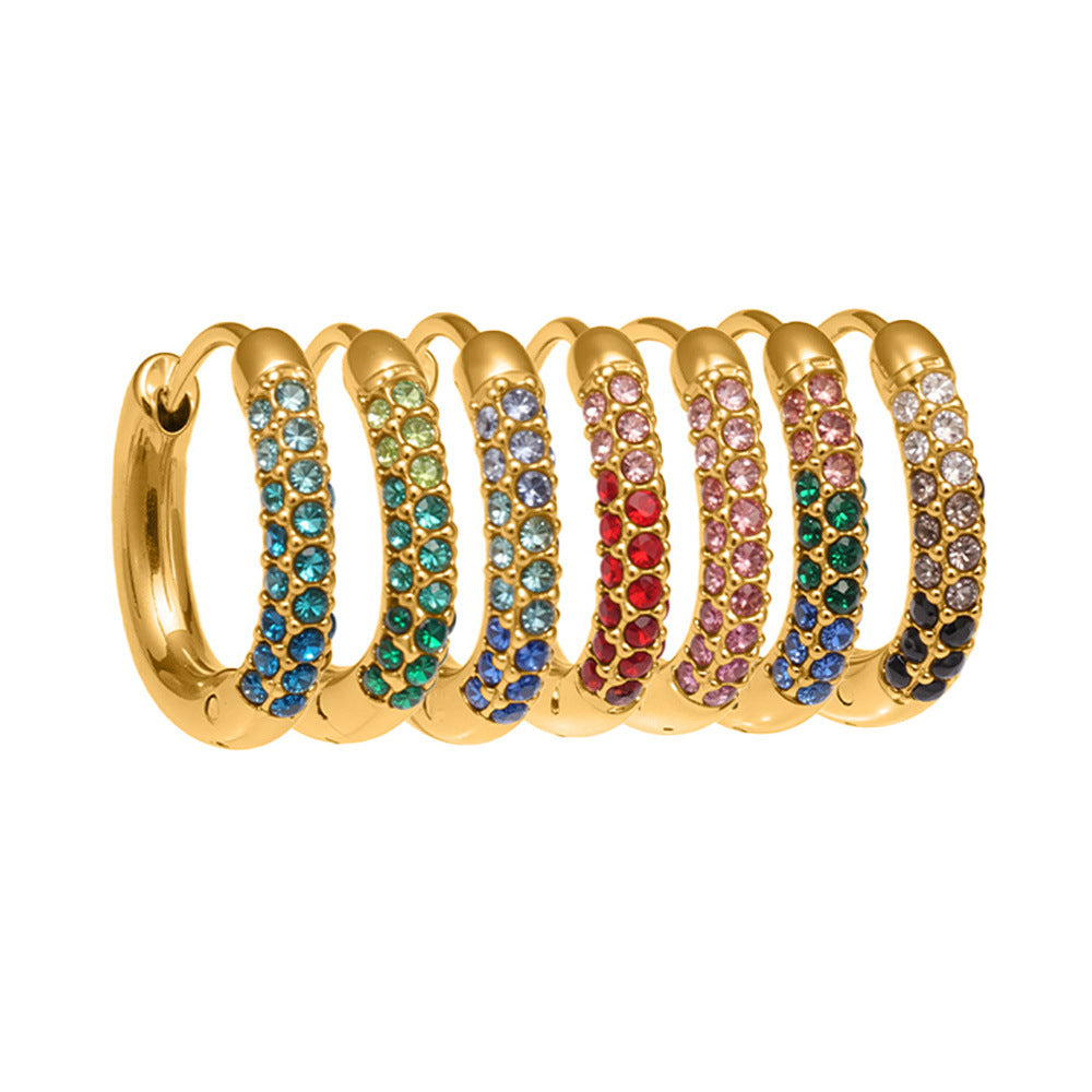 316L Stainless Steel 18K Gold Plated Sparkling Zircon Huggie Earrings - Image 7