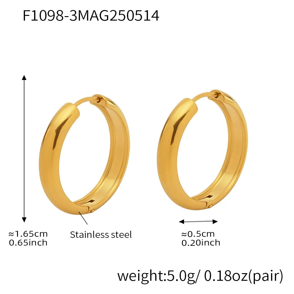 316L stainless steel 18K Gold Plated Two-Tone Minimalist Hoop Earrings flat lay display for wholesale earrings buyers