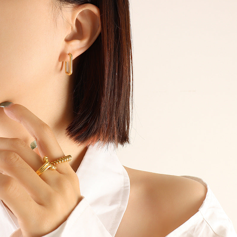 316L Stainless Steel 18K Gold Plated Versatile Geometric & Heart Drop Earrings - Image 10