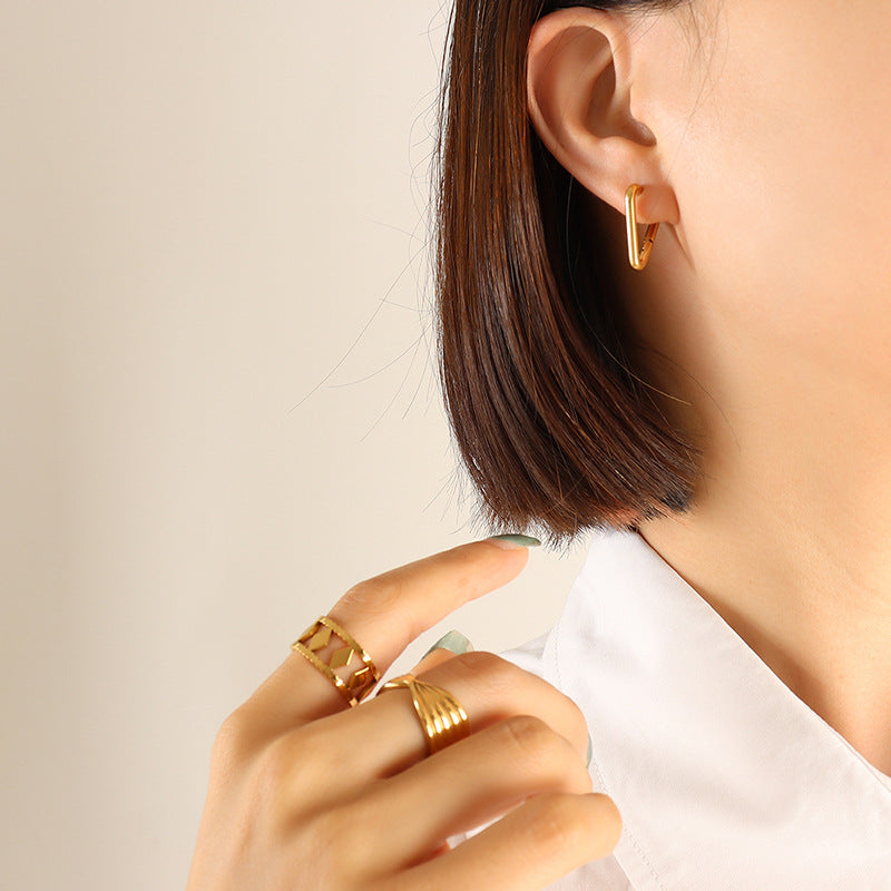 316L Stainless Steel 18K Gold Plated Versatile Geometric & Heart Drop Earrings - Image 7