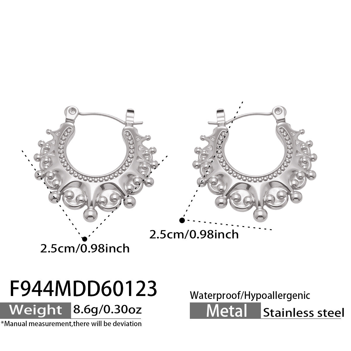 316L Stainless Steel 18K Gold Plated Vintage Crown Drop Earrings - Image 7