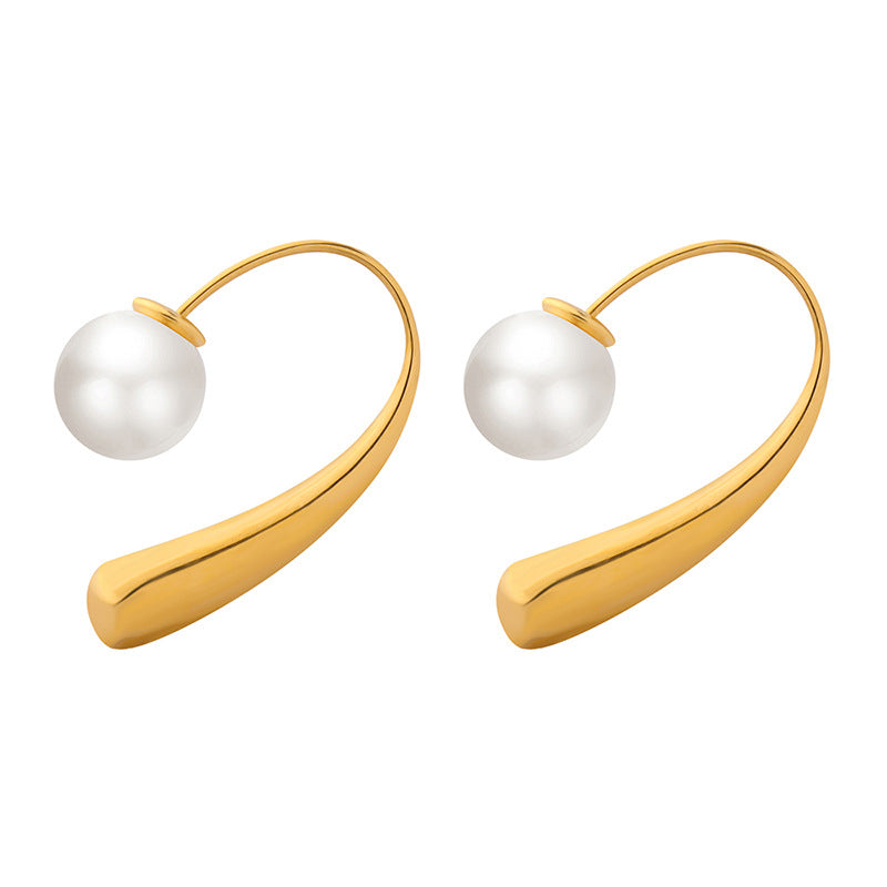 316L Stainless Steel 18K Gold Plated Vintage French Style Unique Drop Earrings - Image 2