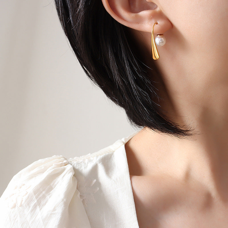 316L Stainless Steel 18K Gold Plated Vintage French Style Unique Drop Earrings - Image 6
