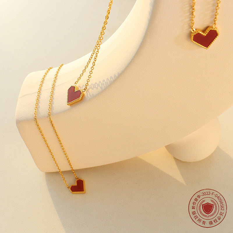 316L Stainless Steel 18K Gold Plated Vintage Love Heart Collarbone Necklace - Image 7