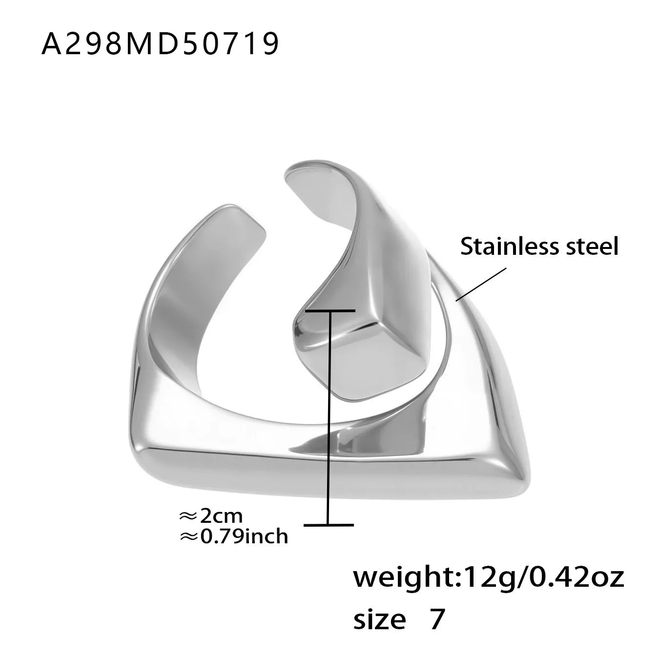 316L Stainless Steel 18K Gold Plated Wide Hollow Minimalist Open Ring - Image 12