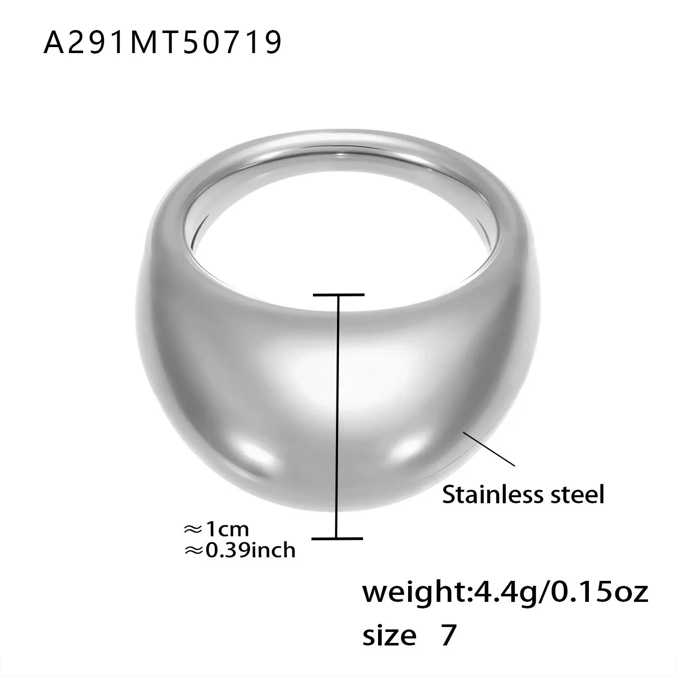 316L Stainless Steel 18K Gold Plated Wide Hollow Minimalist Open Ring - Image 7