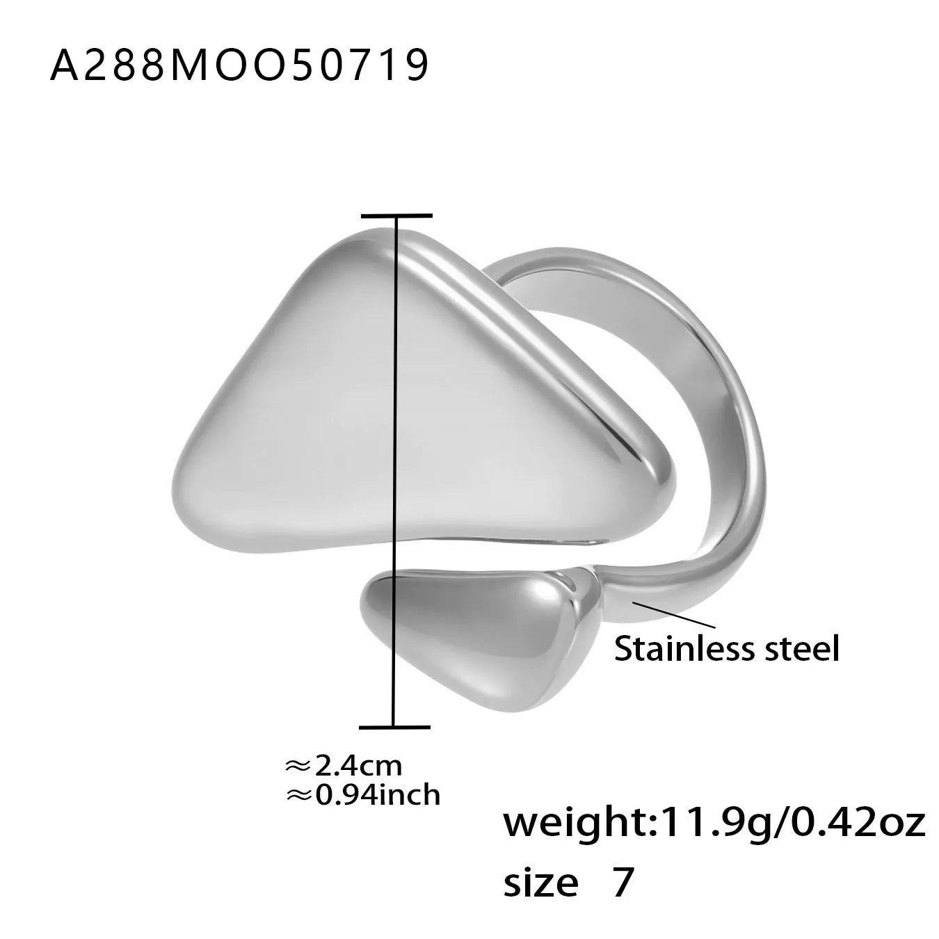 316L Stainless Steel 18K Gold Plated Wide Hollow Minimalist Open Ring - Image 9