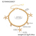 Gold Starfish Zircon Charm / 17+5cm