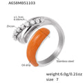 Steel / Orange Enamel / Size 7