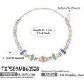 Mixed Color Cat's Eye Steel Necklace (TXP589) / 31+12cm