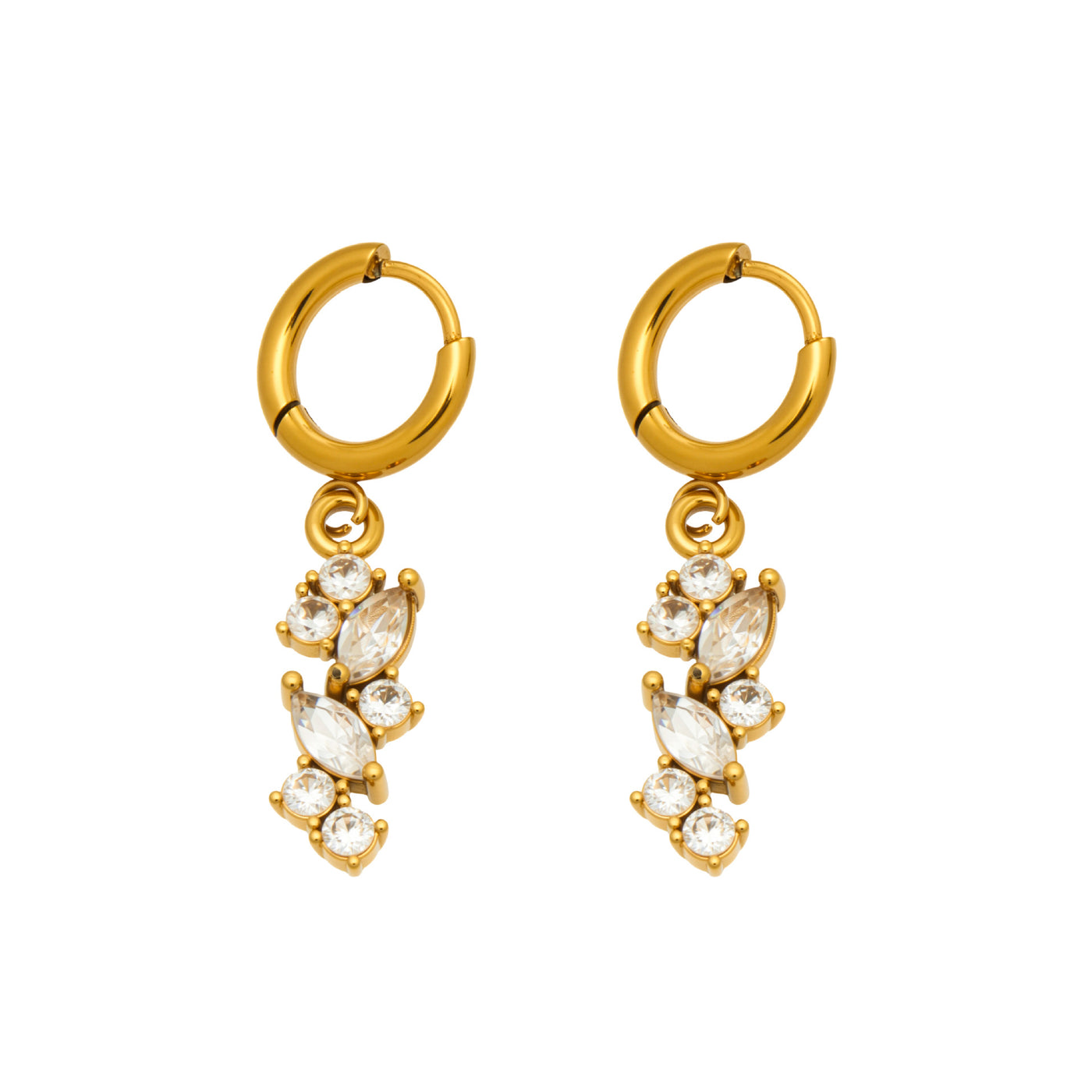 316L Stainless Steel 18K Gold PVD Chic 5A Zircon Drop Earrings - Chic 5A Zircon Drop Minimalist Wholesale Stainless Steel Jewelry - Sensitive Skin Friendly - Detail 5