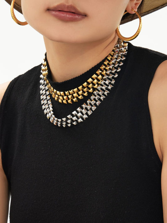 316L Stainless Steel 18K Gold PVD Chunky Chain Statement Necklace Bracelet Set - Chunky Chain, Statement, Modern, Gold, Steel Wholesale Stainless Steel Jewelry - Sensitive Skin Friendly - Detail 15