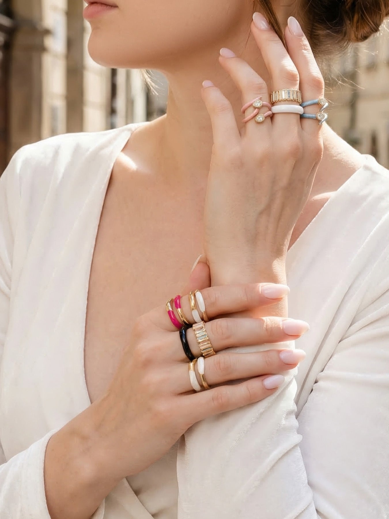 316L Stainless Steel 18K Gold PVD Dopamine Enamel Open Ring - Dopamine Enamel Ring, Open Design, Niche, Luxury Wholesale Stainless Steel Jewelry - Sensitive Skin Friendly - Detail 20