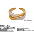 Gold White drip oil Ring (A151) / Size 7