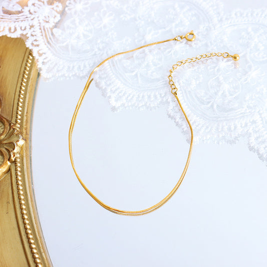 316L Stainless Steel 18K Gold PVD Exquisite Minimalist Anklet - Exquisite Minimalist Steel Gold Anklet Wholesale Stainless Steel Jewelry - Sensitive Skin Friendly - Detail 1