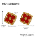 Gold Red Acrylic Earrings (TXF213) / Default