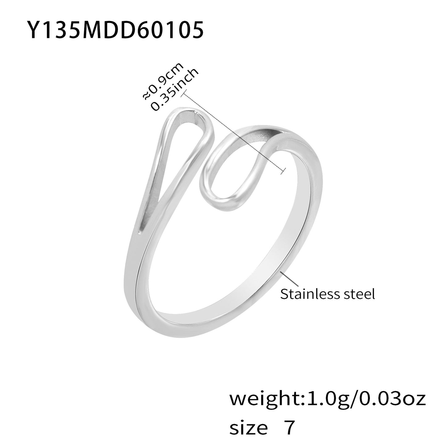 316L Stainless Steel 18K Gold PVD Geometric Cross Open Ring - Geometric Cross Open Ring Wholesale Stainless Steel Jewelry - Sensitive Skin Friendly - Detail 11