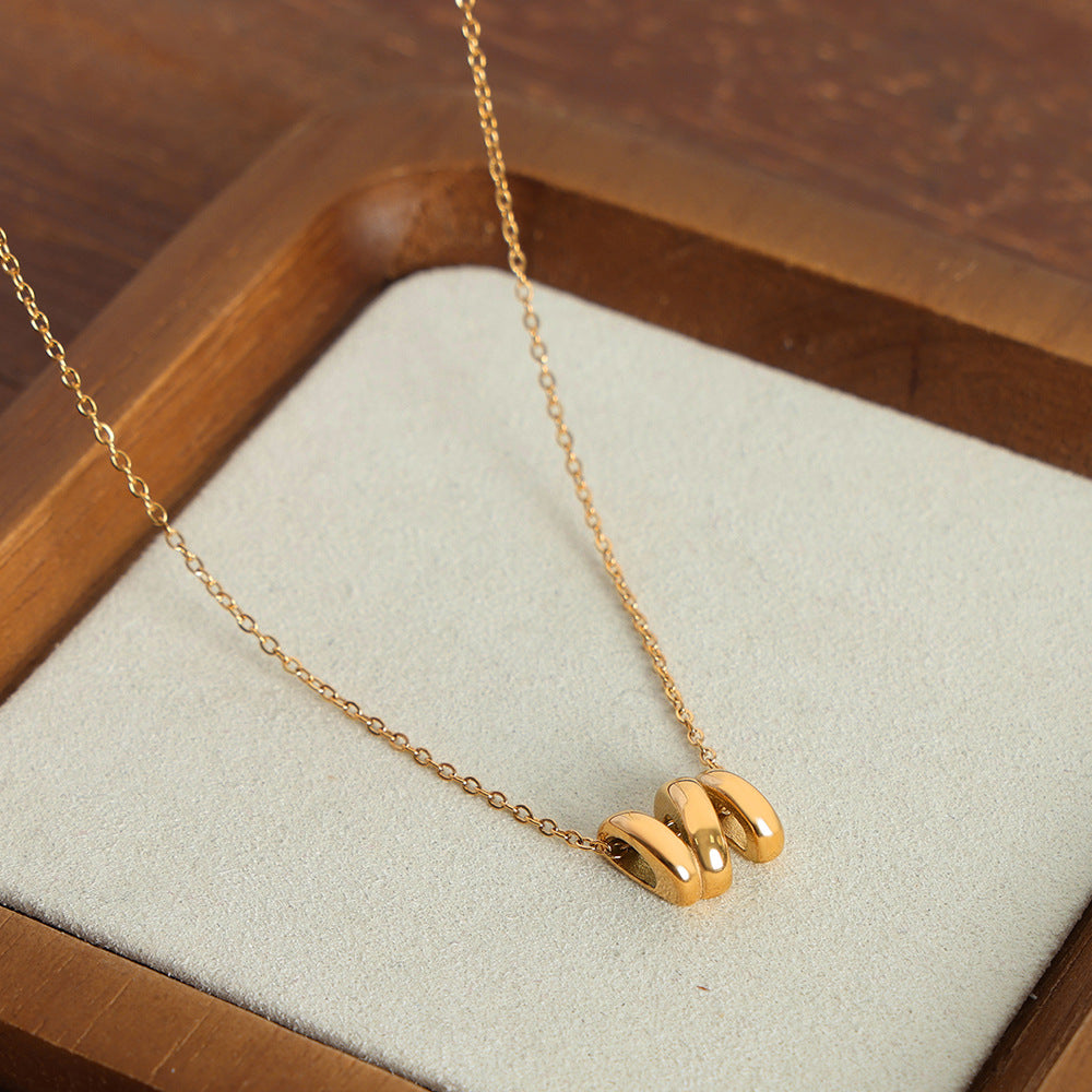 316L Stainless Steel 18K Gold PVD Geometric Twisted Pendant Necklace - Image 2