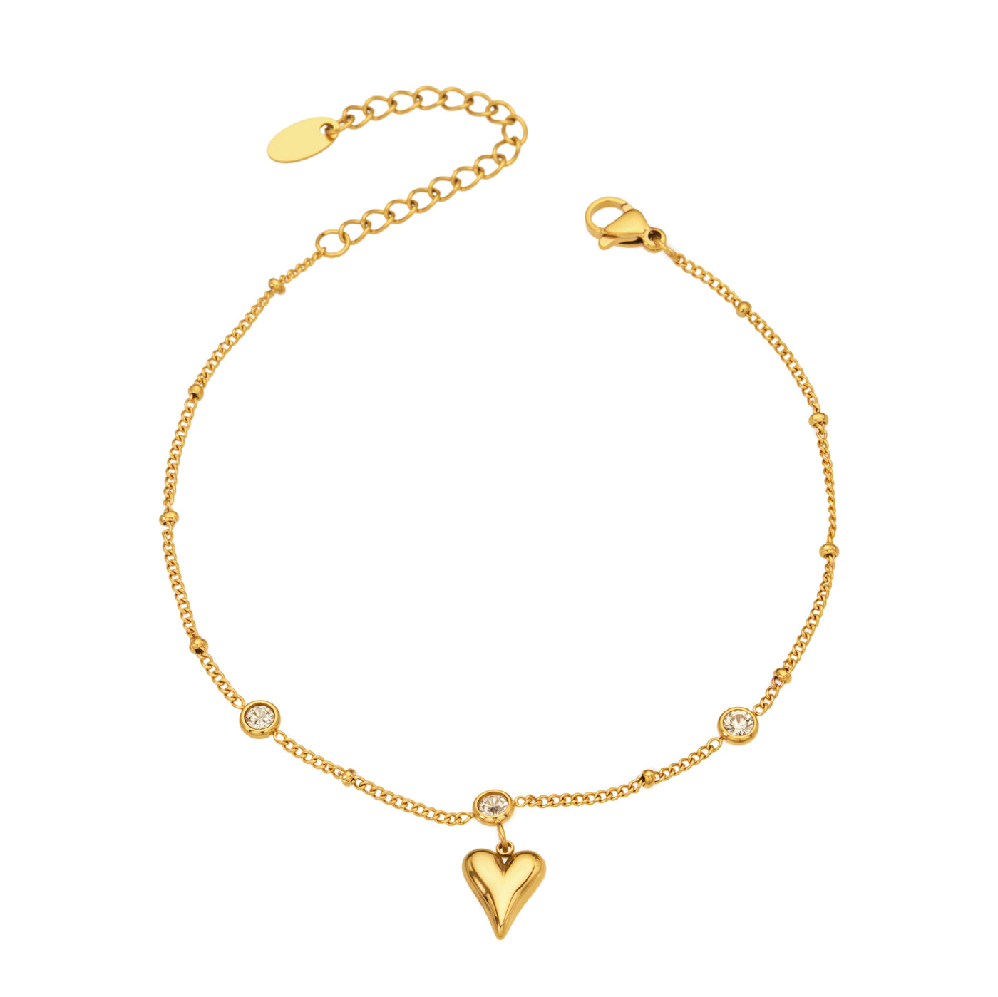 316L Stainless Steel 18K Gold PVD Heart Design Anklet - Minimalist Gold Heart Anklet Wholesale Stainless Steel Jewelry - Sensitive Skin Friendly - Detail 2