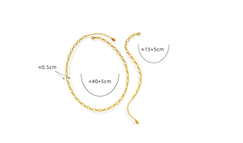 316L Stainless Steel 18K Gold PVD Hip-hop Style Figure 8 Link Jewelry Set - Hip-hop Style, Figure 8 Link, Gold Tone, Steel Tone Wholesale Stainless Steel Jewelry - Sensitive Skin Friendly - Detail 6