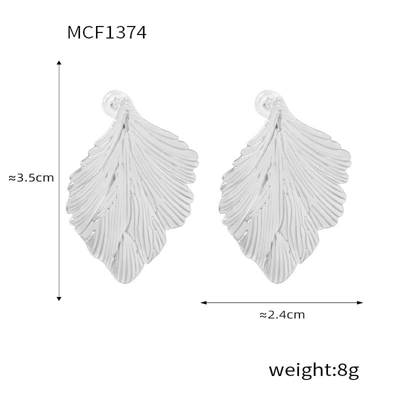 316L Stainless Steel 18K Gold PVD Irregular Leaf Earrings - Irregular Leaf Design, Elegant Earrings Wholesale Stainless Steel Jewelry - Sensitive Skin Friendly - Detail 5