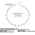Steel Color / Red Enamel Necklace 40+5cm