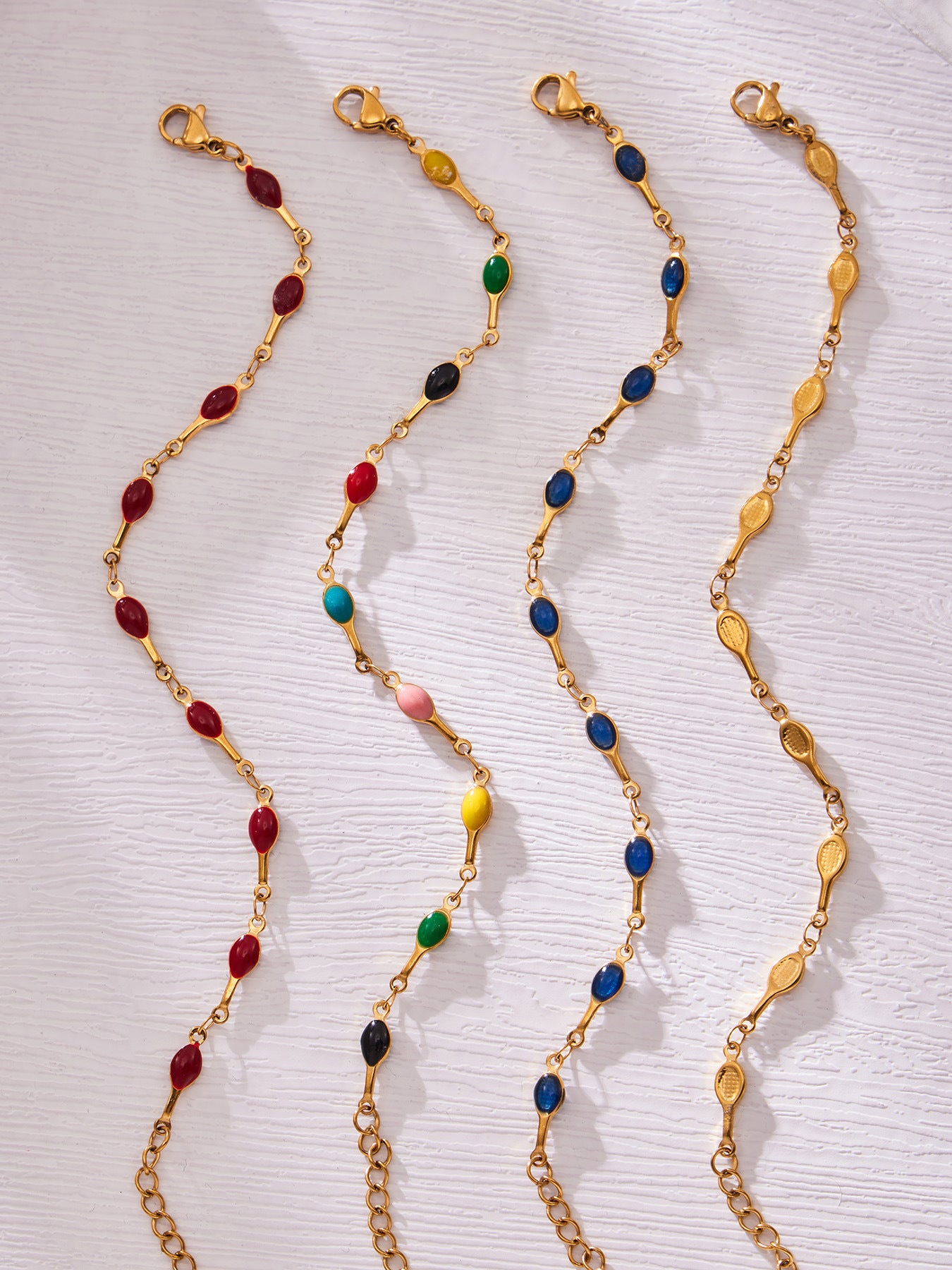 316L Stainless Steel 18K Gold PVD Minimalist Dopamine Color-Block Enamel Necklace & Bracelet Set - Dopamine Color-Block, Enamel, Minimalist, Modern, Stainless Steel, Gold Plated, Necklace, Bracelet Set Sensitive Skin Friendly - Detail 20