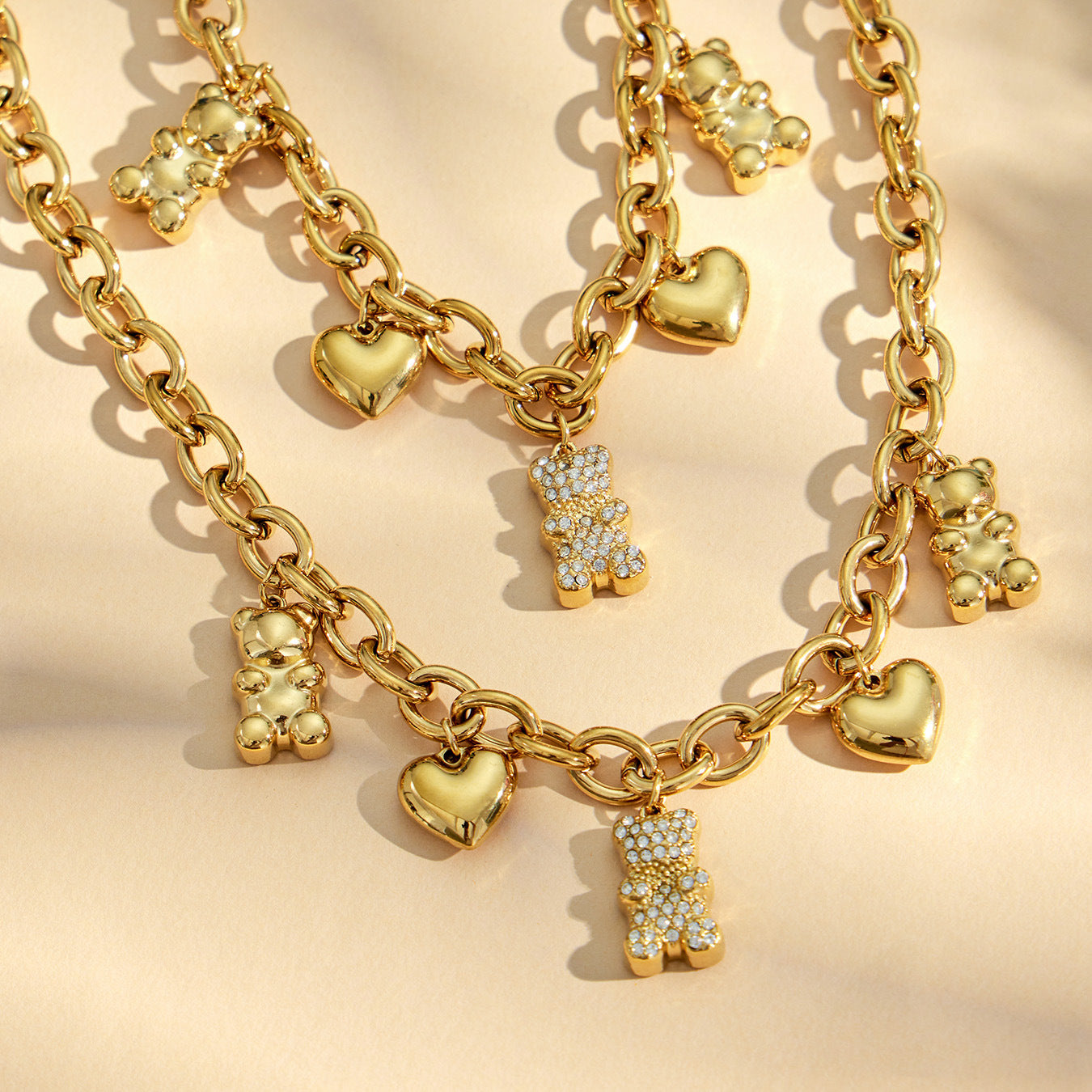 316L Stainless Steel 18K Gold PVD Multi Zircon Pendant Necklace - Gold Multi Zircon Pendant Necklace Minimalist Layered Design Wholesale Stainless Steel Jewelry - Sensitive Skin Friendly - Detail 5