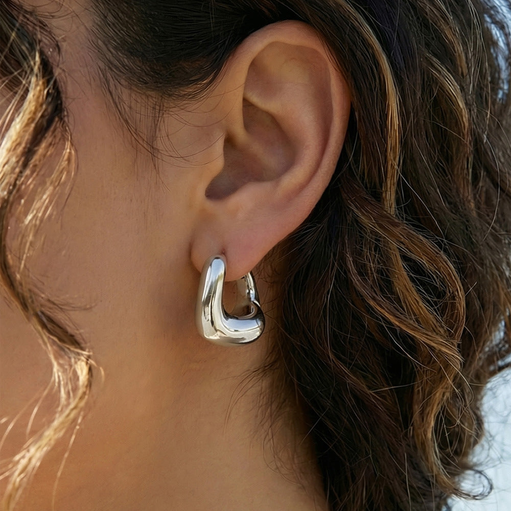 316L stainless steel 18K Gold PVD Oval Huggie Hoop Earrings product card view for wholesale earrings buyers