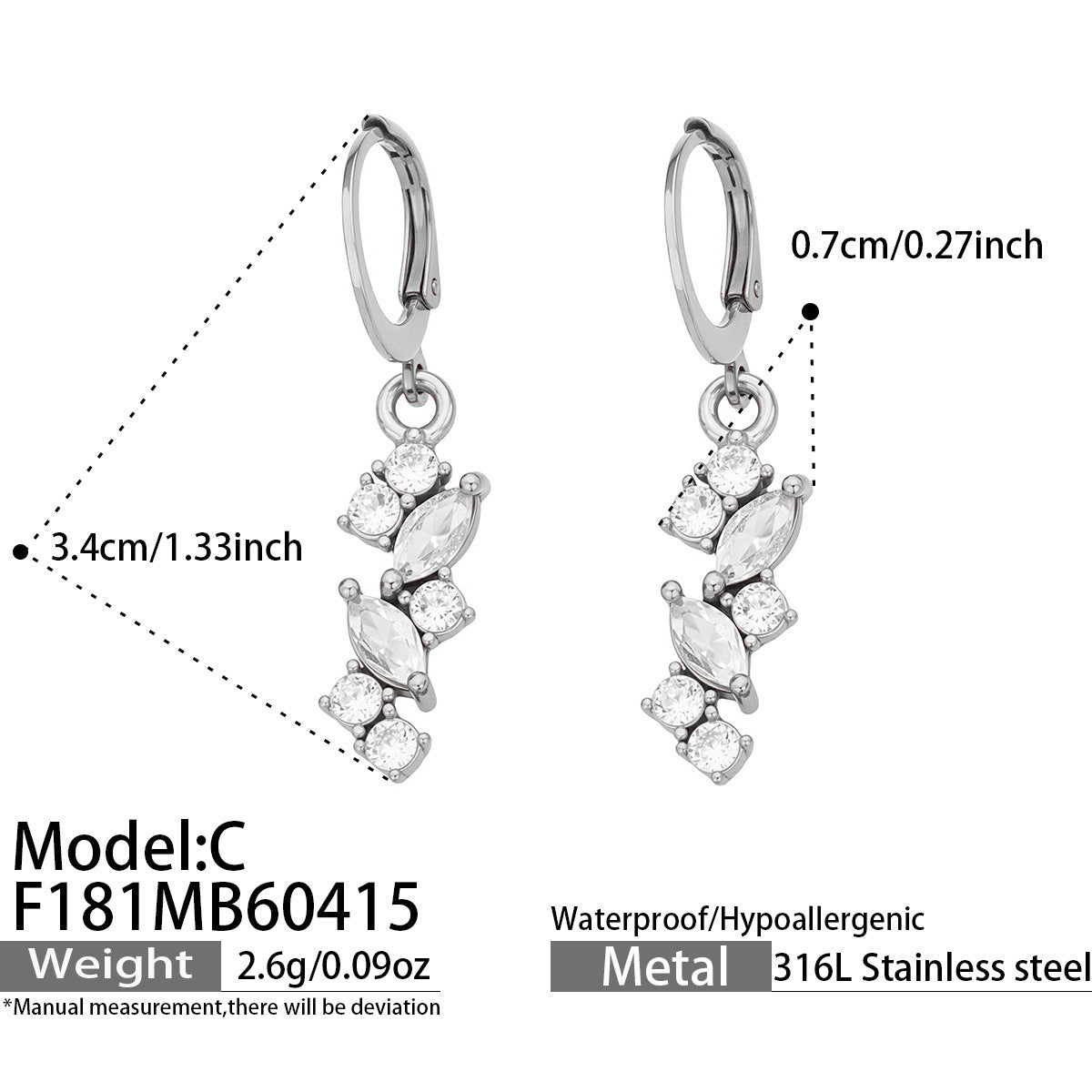 316L Stainless Steel 18K Gold PVD Pave Zircon Hoop Earrings - Pave Zircon, Hoop Earrings, Elegant, Modern, Unique Design Wholesale Stainless Steel Jewelry - Sensitive Skin Friendly - Detail 7