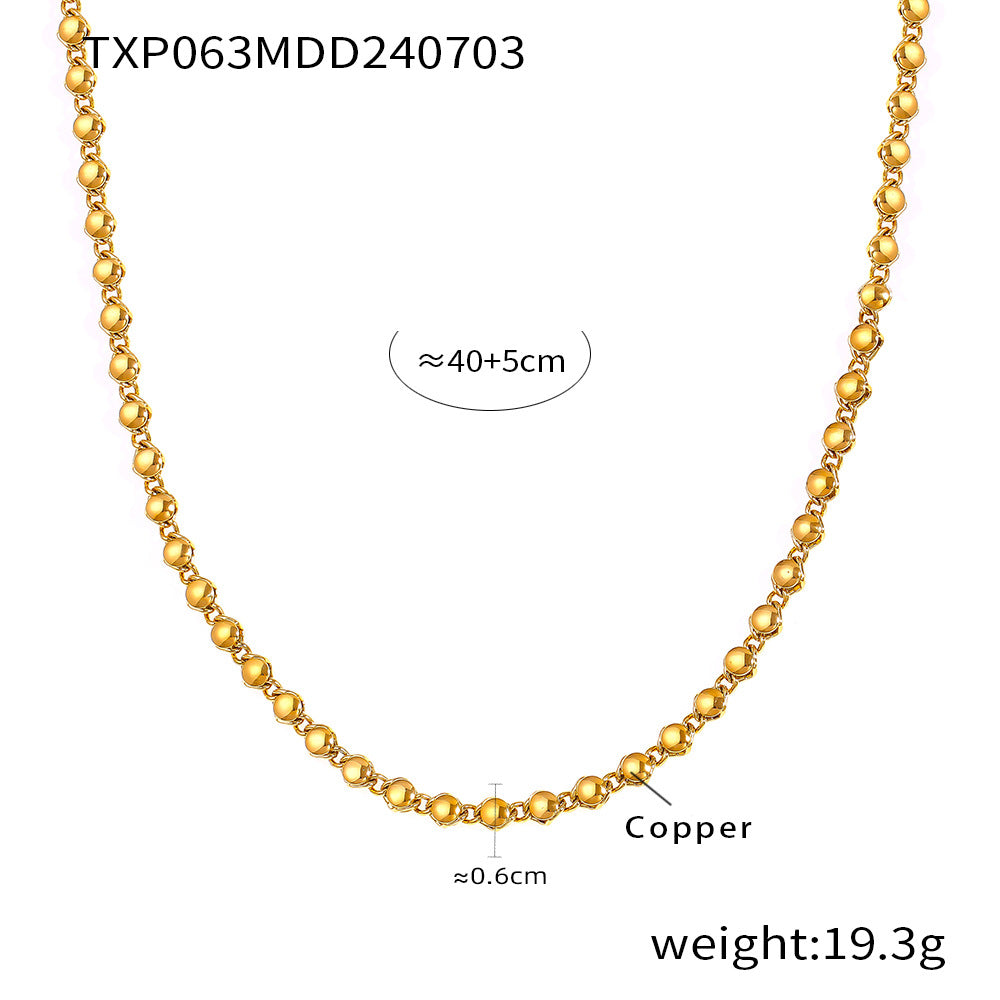 316L Stainless Steel 18K Gold PVD Pearl Multi-Layer Design Necklace - Pearl Multi-Layer Minimalist Gold Necklace Wholesale Stainless Steel Jewelry - Sensitive Skin Friendly - Detail 5