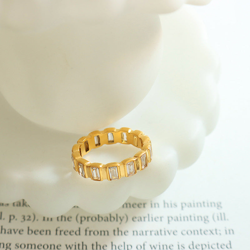 316L Stainless Steel 18K Gold PVD Plated Full Pave Zircon Ring - Image 4