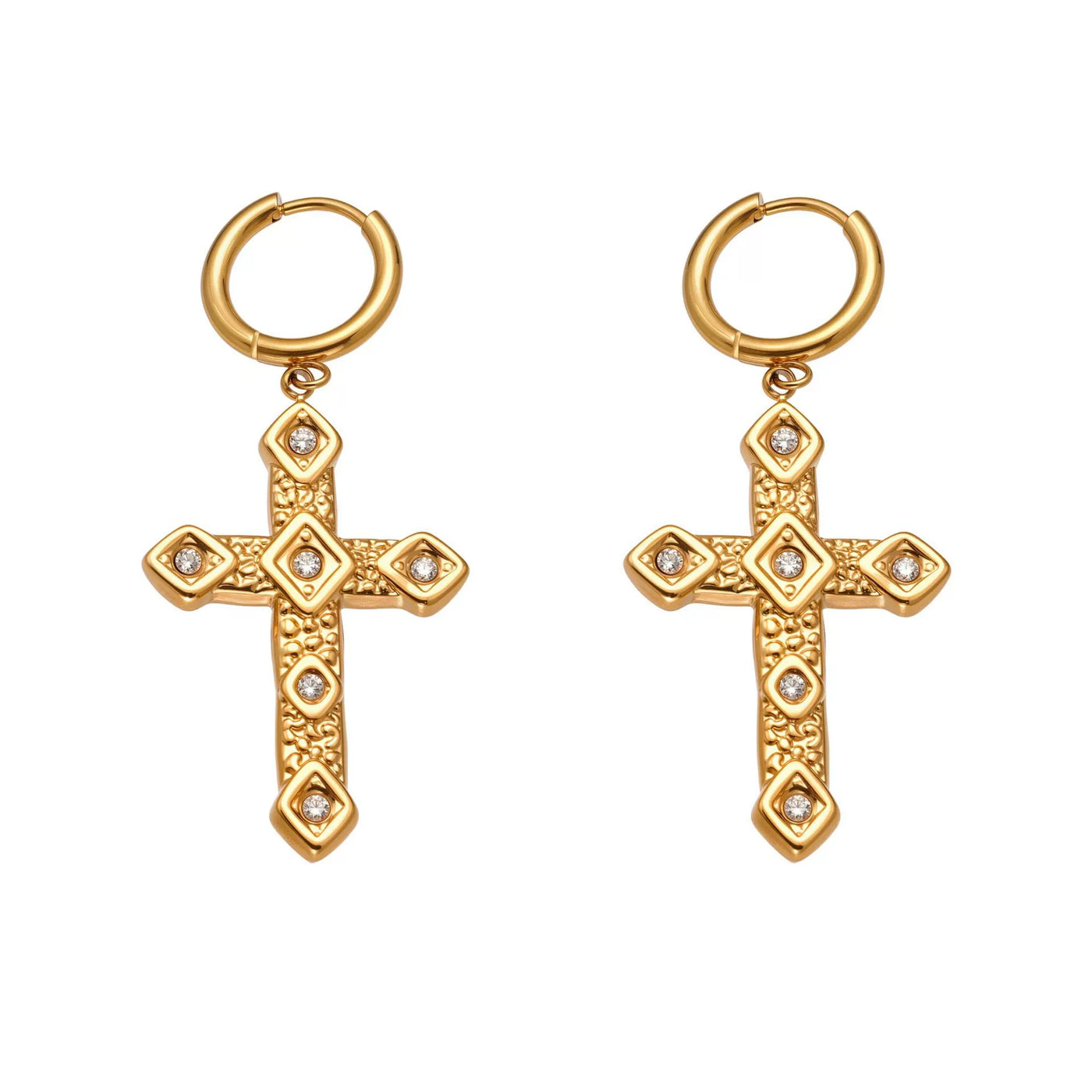 316L Stainless Steel 18K Gold PVD Plated Large & Small Starfish Drop Earrings - Image 6
