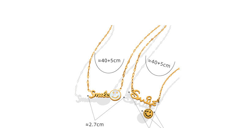 316L Stainless Steel 18K Gold PVD Smile Face Pendant Necklace