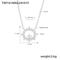 Steel Sunflower Cubic Zirconia Necklace (TXP161) / Default