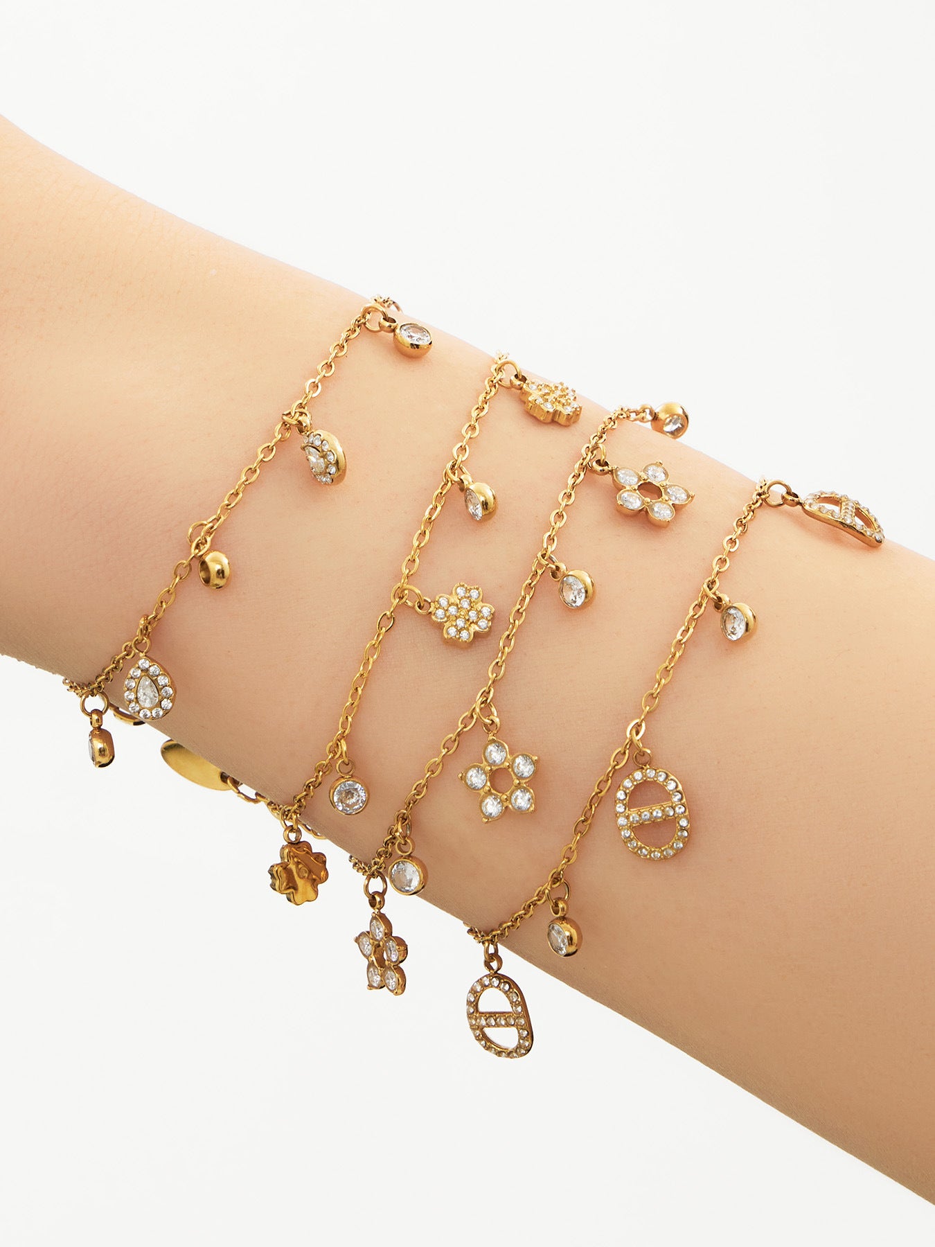 316L Stainless Steel 18K Gold PVD Star Zircon Pendant Necklace & Bracelet Set - Light Luxury Gold Star Zircon Pendant Stackable Wholesale Stainless Steel Jewelry - Sensitive Skin Friendly - Detail 24