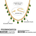 Green Zircon Gold Necklace 38.5+5cm (P959) / Default