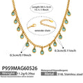Teal Zircon Gold Necklace 38.5+5cm (P959) / Default