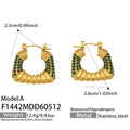 Green Zircon Gold Earrings (F1442) / Default