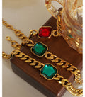 Gold Blue Crystal Necklace (P292) / 39+5cm