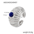 Steel Blue Enamel Ring (A601) / Size 7