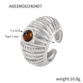 Steel Tiger's Eye Ring (A601) / Size 7