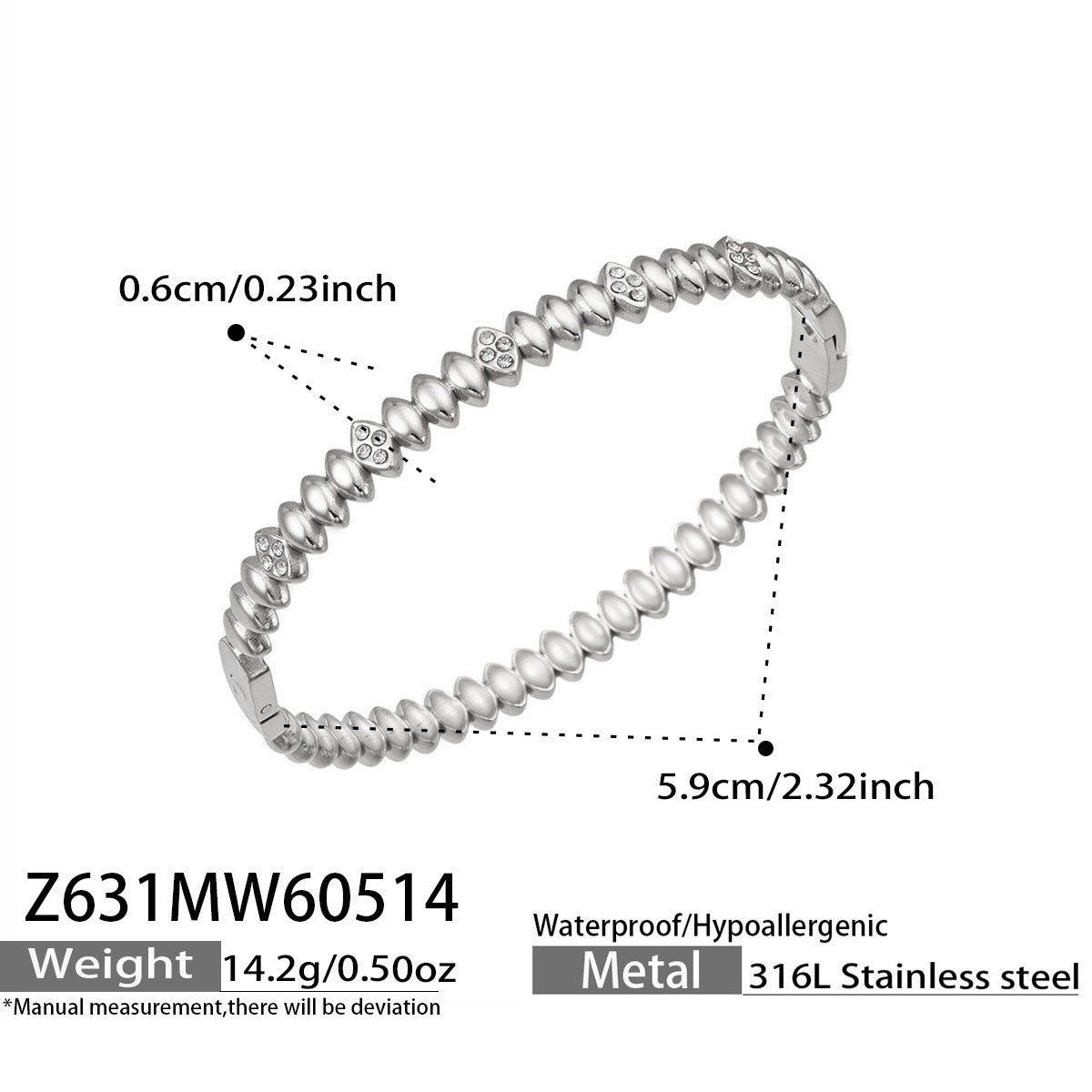 316L Stainless Steel 18K Gold PVD Zircon Bangle - European Bowknot Lock Twisted Design Zircon Gold Band Minimalist Wholesale Stainless Steel Jewelry - Sensitive Skin Friendly - Detail 17