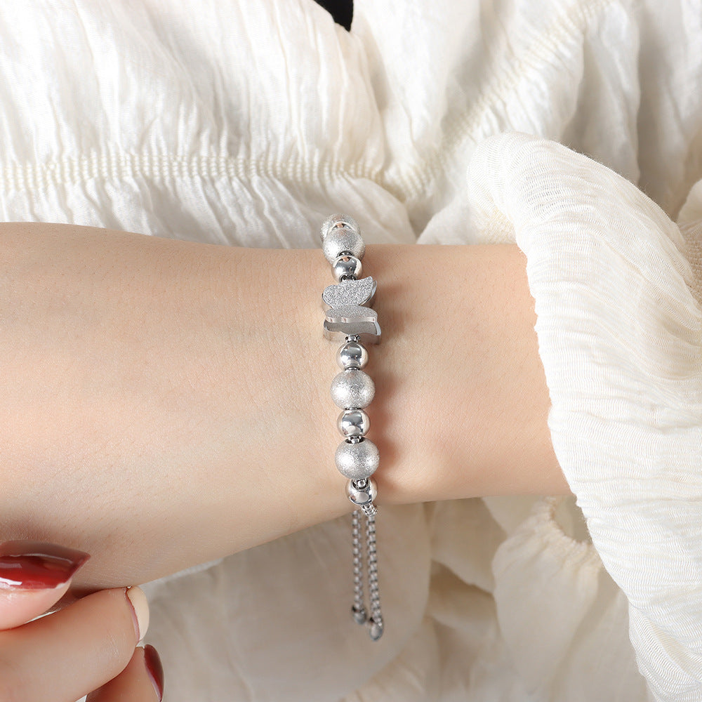 316L Stainless Steel 18K Gold PVD Zircon Beaded Bracelet - Zircon, Beaded, Delicate Chain, Modern, Minimalist Wholesale Stainless Steel Jewelry - Sensitive Skin Friendly - Detail 2
