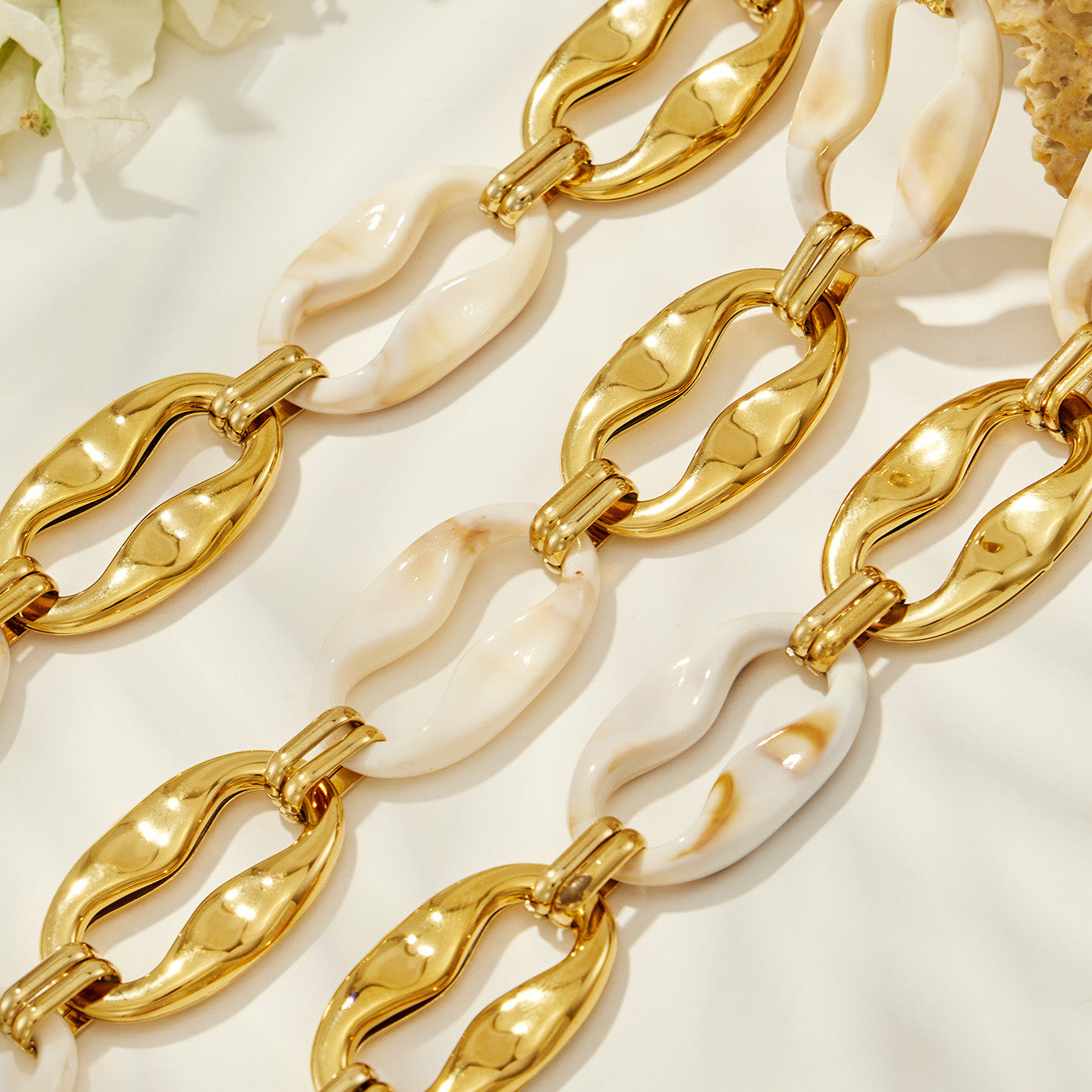 316L Stainless Steel 18K PVD Gold Geometric Resin Necklace made with 316L stainless steel and 18K PVD gold finish for wholesale jewelry buyers - image 7