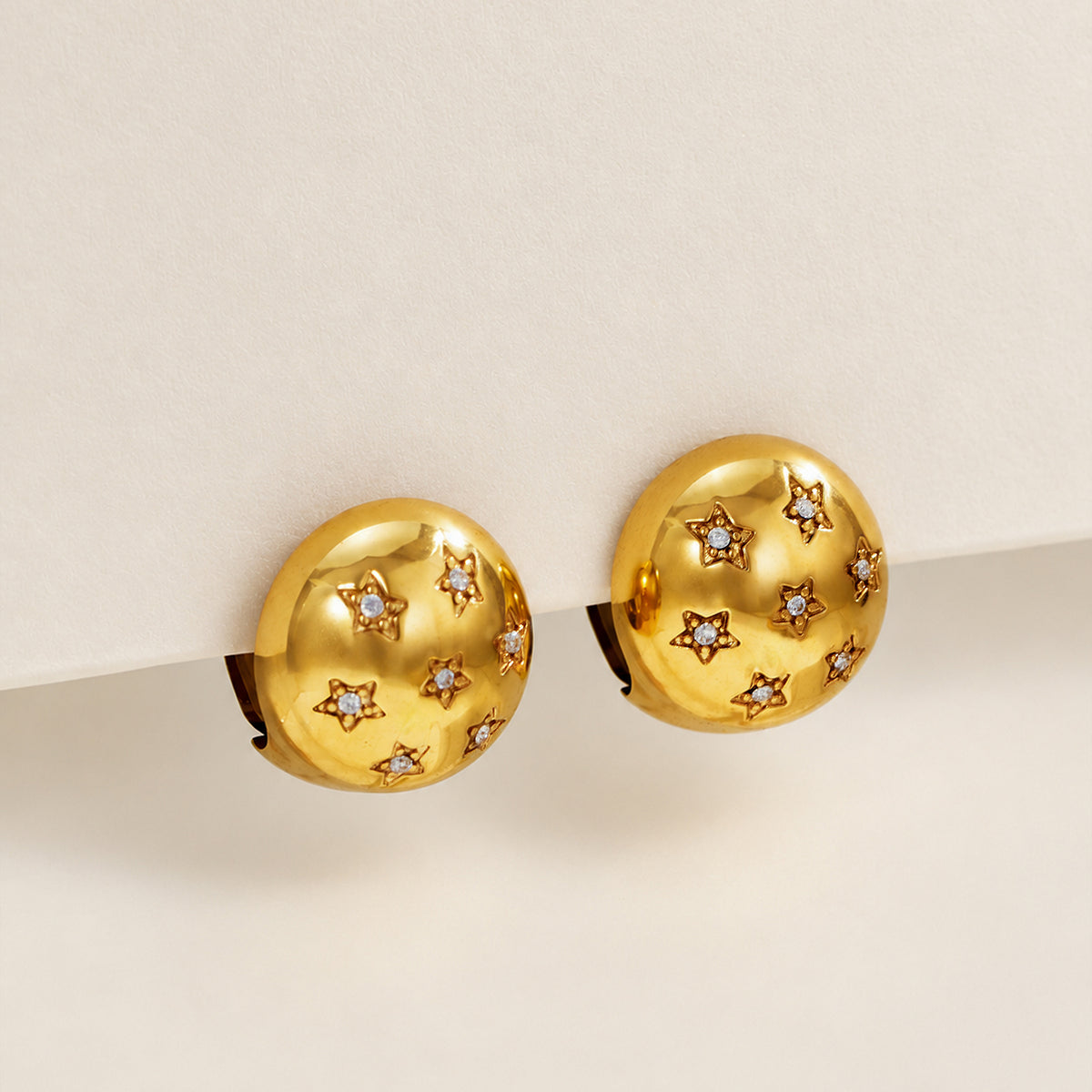 316L Stainless Steel 18K PVD Gold Star Zircon Earring made with 316L stainless steel and 18K PVD gold finish for wholesale jewelry buyers - image 10