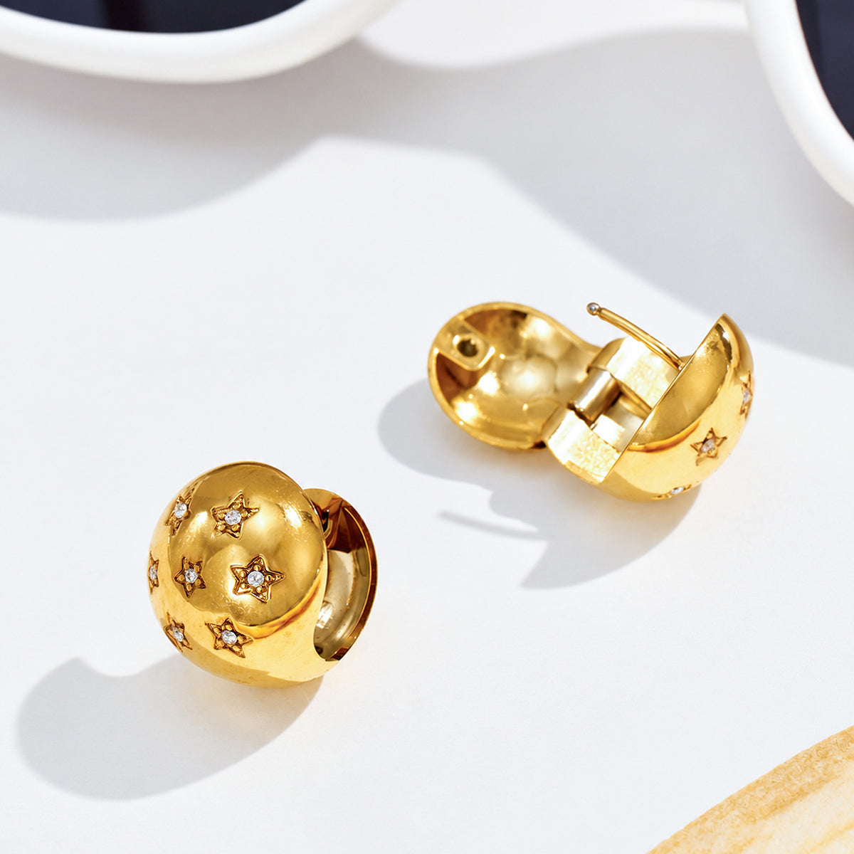 316L Stainless Steel 18K PVD Gold Star Zircon Earring made with 316L stainless steel and 18K PVD gold finish for wholesale jewelry buyers - image 11