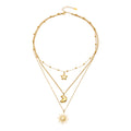 316L Stainless Steel 18K PVD Gold Sun Moon Star Necklace