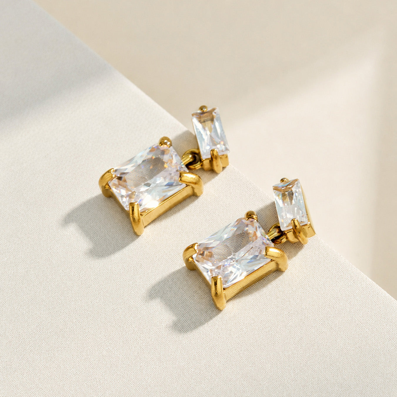 316L Stainless Steel 18K PVD Gold Zircon Drop Earrings made with 316L stainless steel and 18K PVD gold finish for wholesale jewelry buyers - image 10